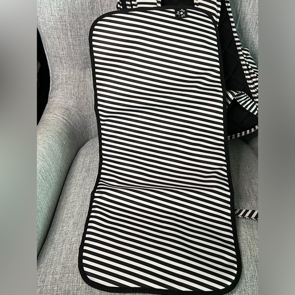 Ju-Ju-Be Be Right Back Black and White Striped Diaper Bag Backpack - Picture 9 of 16